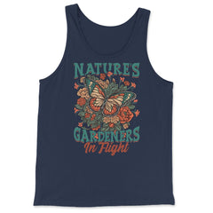 Pollinator Butterfly & Flowers Cottage core Aesthetic product - Tank Top - Navy