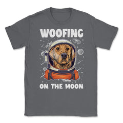 Labrador Astronaut Woofing on the Moon Lab Puppy print Unisex T-Shirt - Smoke Grey