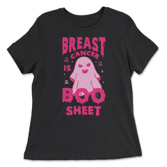 Breast Cancer Is Boo Sheet Ghost Print print - Women's Relaxed Tee - Black