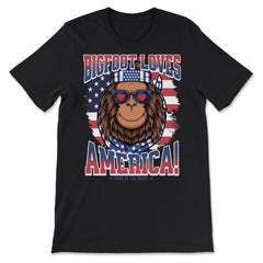 Patriotic Bigfoot Loves America! 4th of July graphic - Premium Unisex T-Shirt - Black