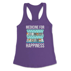 Funny Cat Lover Pet Owner Medicine For Happiness Humor graphic - Purple