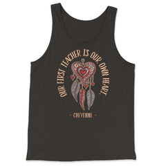 Peacock Feathers Dreamcatcher Heart Native Americans print - Tank Top - Black