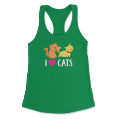Funny I Love Cats Heart Cat Lover Pet Owner Cute Kitten product - Kelly Green