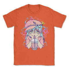 Anime Pastel Girl Drinking Bubble Tea Boba Lover Gift print Unisex - Orange