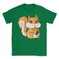 Gay Pride Kawaii Squirrel with Rainbow Nut Funny Gift design Unisex - Green