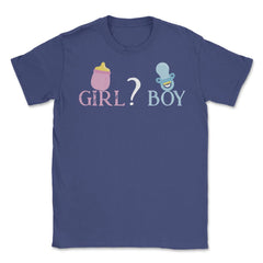 Funny Girl Boy Baby Gender Reveal Announcement Party print Unisex - Purple