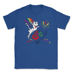 Gay AF Cat Hilarious LGBT Kitten With Rainbow Pride Flag Cap print - Royal Blue