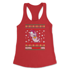 Christmas Kawaii Axolotl Merry Axolotlmas Funny Ugly Xmas print - Red