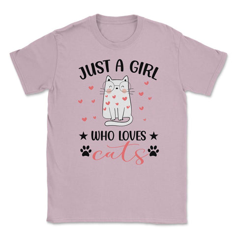 Funny Cute Cat Wearing Eyeglasses Just A Girl Who Loves Cats print - Light Pink