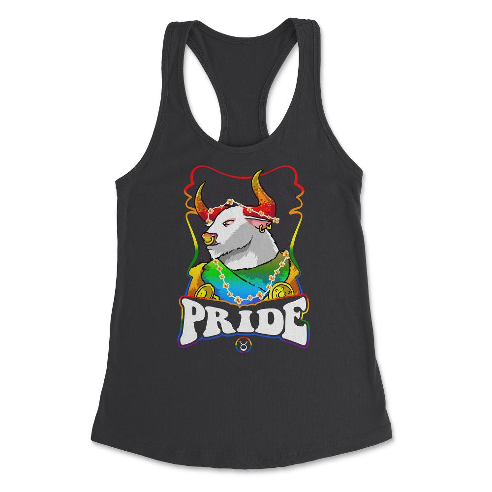 Gay Zodiac LGBTQ Zodiac Sign Taurus Rainbow Pride print Women's - Black