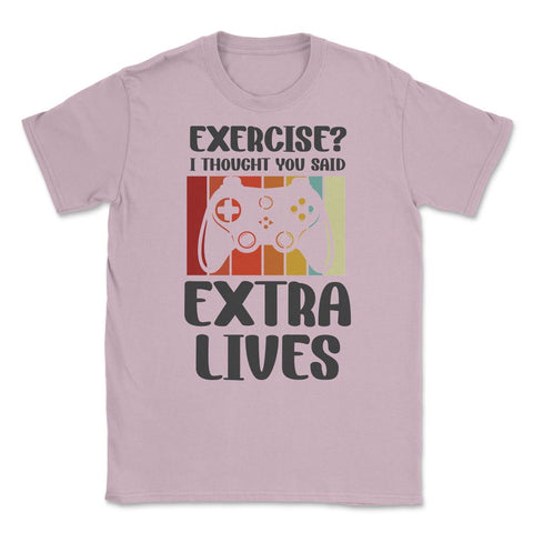 Funny Gamer Vintage Exercise Thought You Said Extra Lives graphic - Light Pink