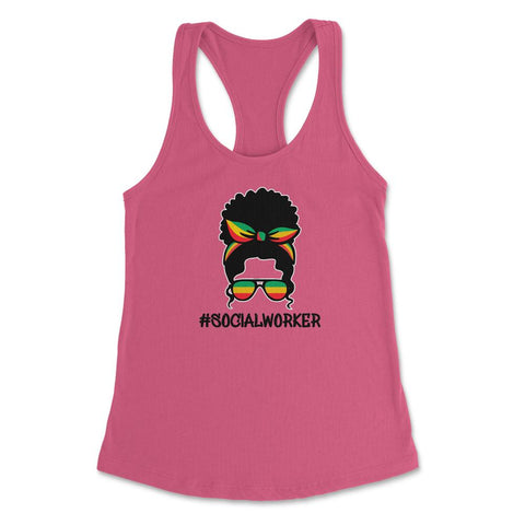 Social Worker Afro African Roots African American Woman graphic - Hot Pink