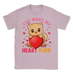 You Make My Heart Purr Kawaii Kitten Holding Heart graphic Unisex - Light Pink