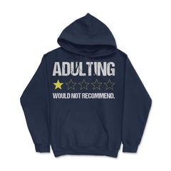 Funny Adulting One Star Would Not Recommend Sarcastic print Hoodie - Navy