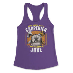Don't Screw with A Carpenter Who Was Born in June graphic Women's - Purple