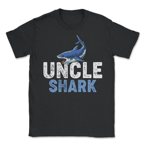 Funny Uncle Shark Cute Matching Birthday Shark Lover print Unisex - Black