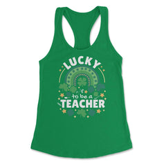 Lucky To Be a Teacher St Patrick’s Day Boho Rainbow print Women's - Kelly Green