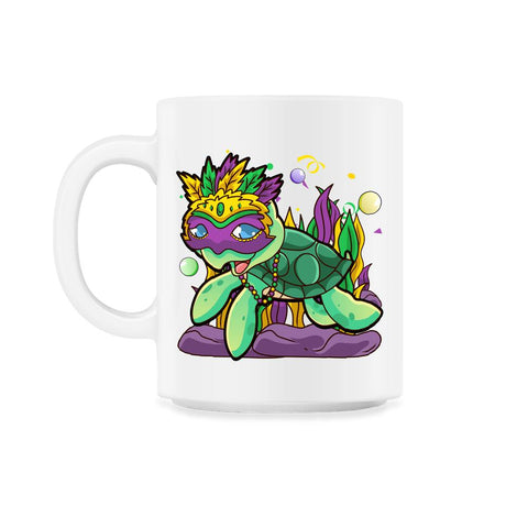 Mardi Gras Turtle with beads & mask Funny Gift product 11oz Mug