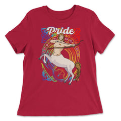 Gay Zodiac LGBTQ Zodiac Sign Sagittarius Rainbow Pride design - Women's Relaxed Tee - Red