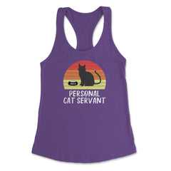 Funny Retro Vintage Cat Owner Humor Personal Cat Servant print - Purple