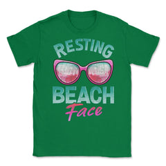 Resting Beach Face Summer Vacation Women print Unisex T-Shirt - Green