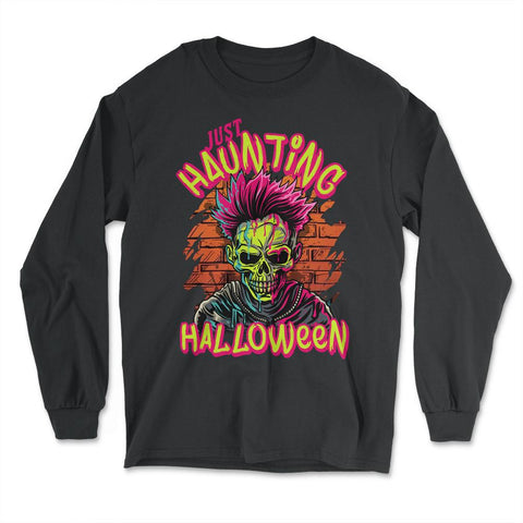 Punk Skeleton Spiked Hair Halloween Design product - Long Sleeve T-Shirt - Black