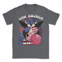 4th of July Cow-abunga, USA! Funny Patriotic Cow design Unisex T-Shirt - Smoke Grey