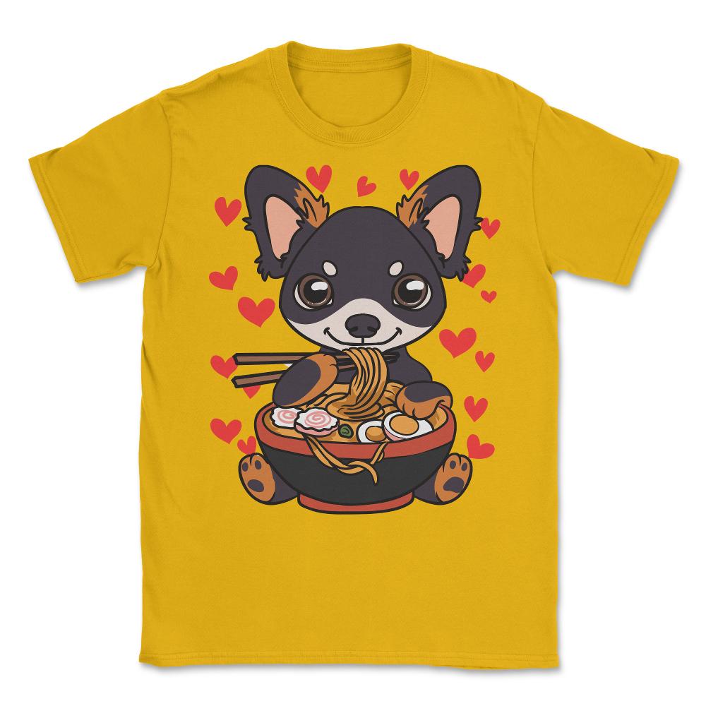 Chihuahua eating Ramen Cute Puppy Eating Noodles Gift product Unisex - Gold
