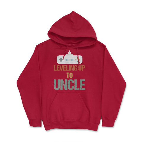 Funny Leveling Up To Uncle Gamer Vintage Retro Gaming print Hoodie - Red