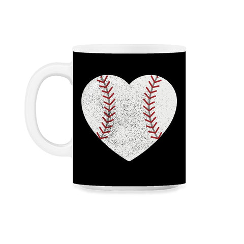 Cute Baseball Heart For Baseball Player Coach Mom Dad Fans print 11oz - Black on White