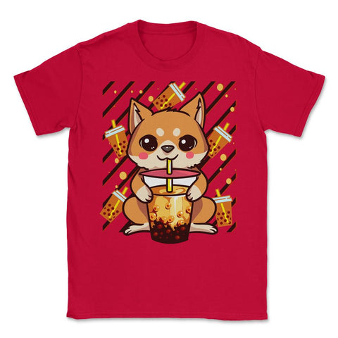 Boba Tea Bubble Tea Cute Kawaii Shiba Inu Gift print Unisex T-Shirt - Red