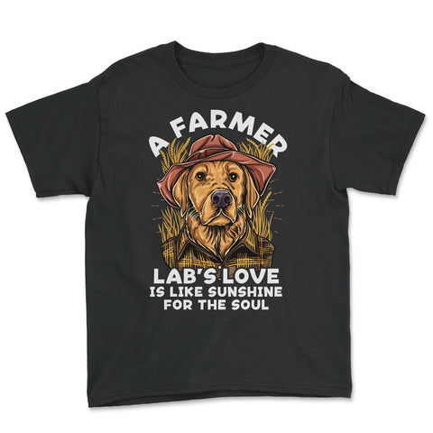 Labrador Farmer Lab’s Dog in Farmer Outfit Labrador design Youth Tee - Black