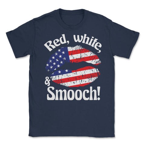 4th of July Red, white, and Smooch! Funny Patriotic Lips print Unisex - Navy