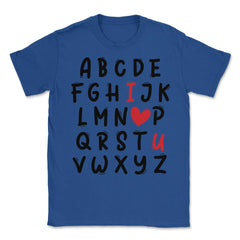 ABC I Love U Heart Valentine's Day I Love You Alphabet design Unisex - Royal Blue