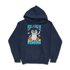 Time to Be a Penguin Happy Penguin with Snowflakes Kawaii print Hoodie - Navy