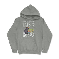 Funny Easily Distracted By Cats And Books Cat Book Lover Gag graphic - Grey Heather