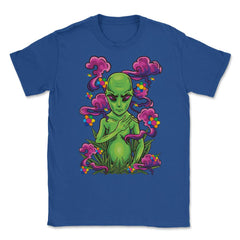 Alien Hippie Smoking Marijuana Hilarious Groovy Art print Unisex - Royal Blue