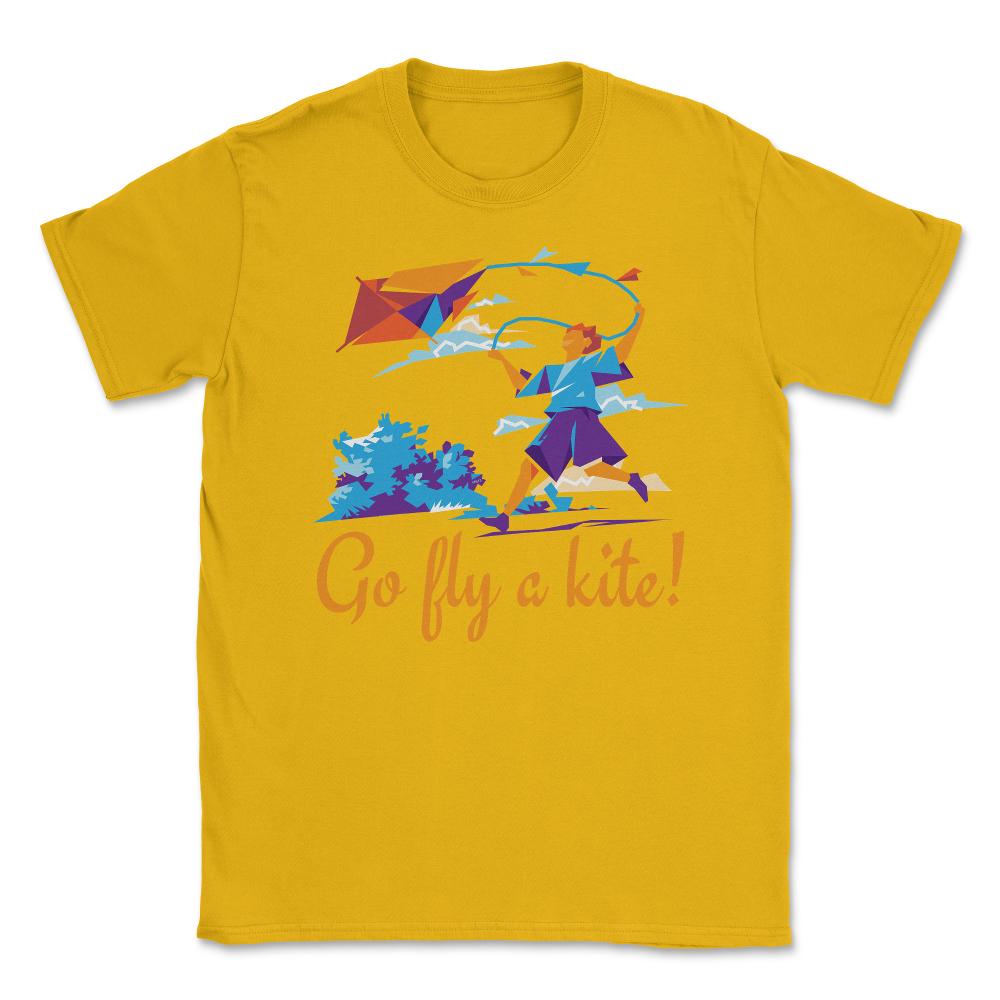 Go fly a kite! Kite Flying Design product Unisex T-Shirt - Gold