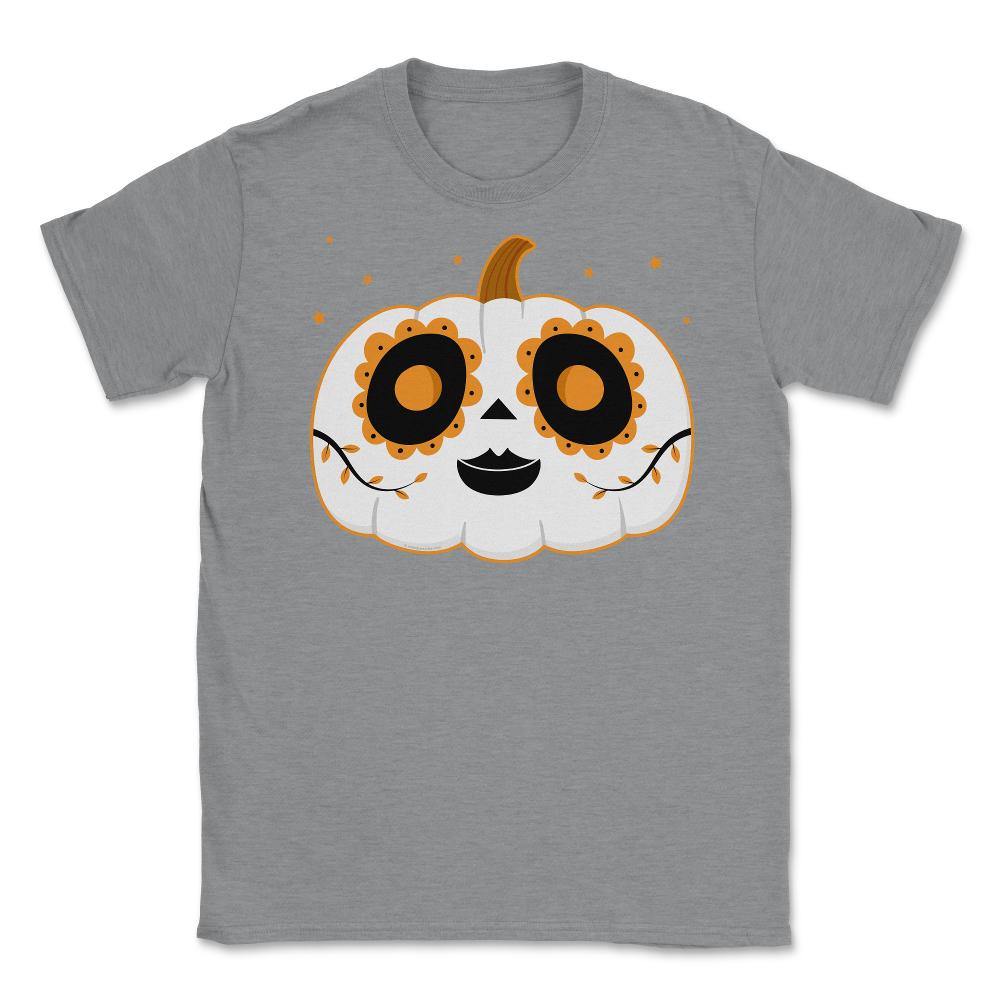 Day of the Dead Cute Skeleton Face Paint Pumpkin Halloween design - Grey Heather