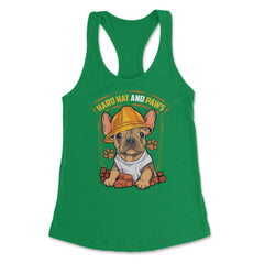 French Bulldog Construction Worker Hard Hat & Paws Frenchie graphic - Kelly Green