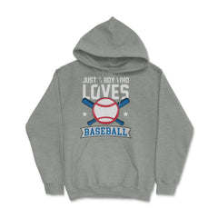 Funny Just A Boy Who Loves Baseball Pitcher Catcher Batter design - Grey Heather