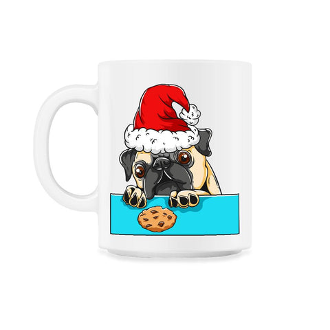 Pug Dog with Santa Claus Hat Funny Christmas Gift 11oz Mug