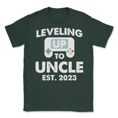 Funny Gamer Uncle Leveling Up To Uncle Est 2023 Gaming graphic Unisex - Forest Green
