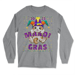 Mardi Gras Cat 2023 Cat Tuesday Cute Kitten with Jester Hat product - Long Sleeve T-Shirt - Grey Heather