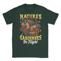 Pollinator Butterfly & Flowers Cottage core Aesthetic design Unisex - Forest Green