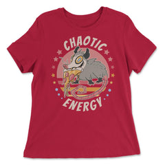 Chaotic Energy Opossum Funny Possum Eating Pizza design - Women's Relaxed Tee - Red