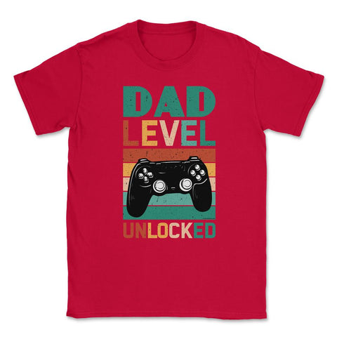 Funny Dad Level Unlocked Retro Gamer Soon To Be Daddy design Unisex - Red