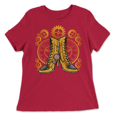 Steampunk Gears Female Boots - Unique Style For The Bold graphic - Women's Relaxed Tee - Red