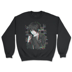 Emo Glitch Japanese Sad Anime Boy Glitchcore Emo graphic - Unisex Sweatshirt - Black