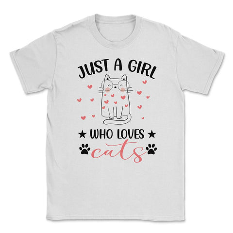 Funny Cute Cat Wearing Eyeglasses Just A Girl Who Loves Cats print - White